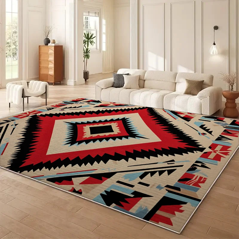 VIKAMA Moroccan Geometry Area Rug Wabi Sabi Living Room