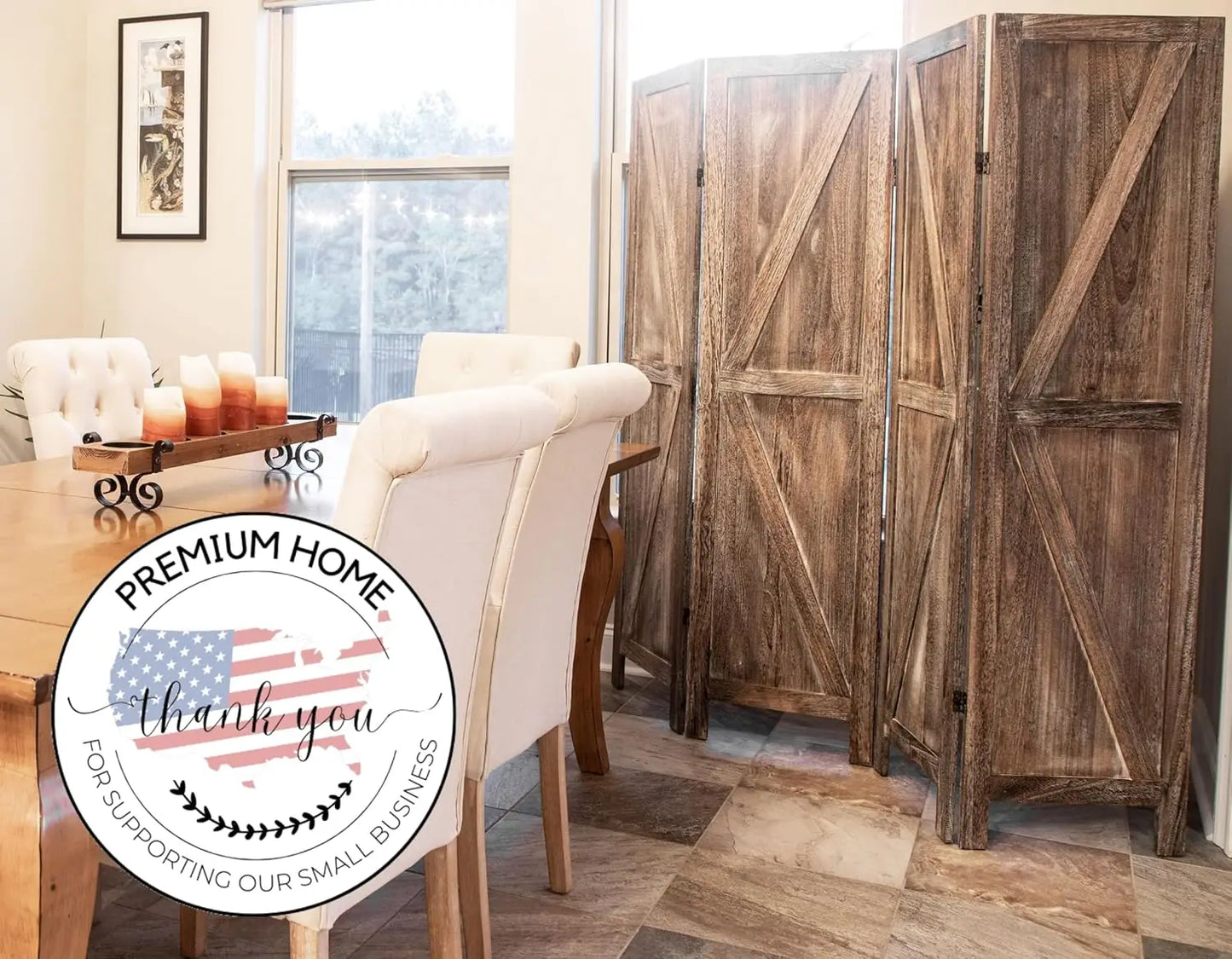 4-Panel Barn Door Room Divider Folding Privacy Screen