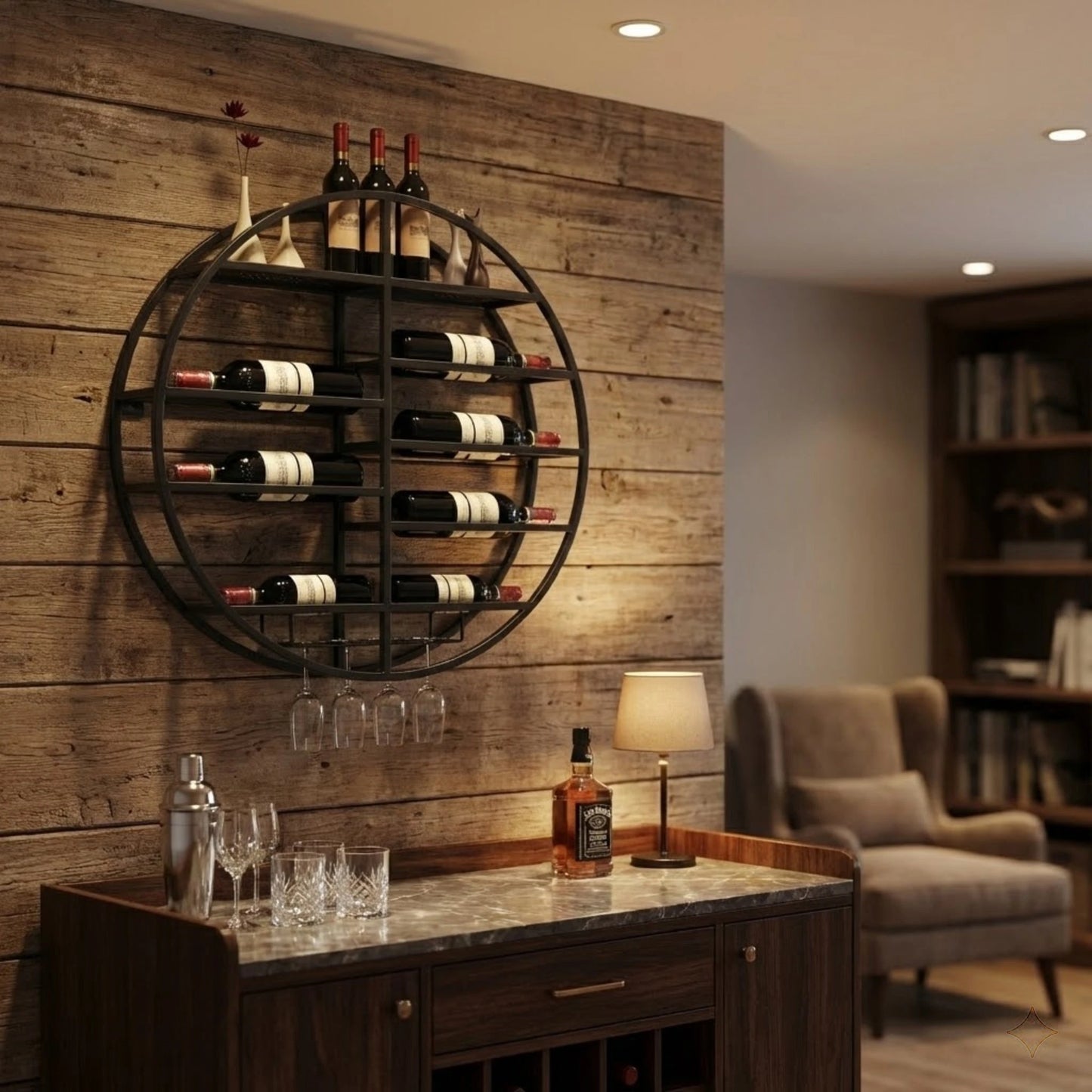 Bymaocar Iron Wall Mounted 7-Bottle Wine Rack Organizer