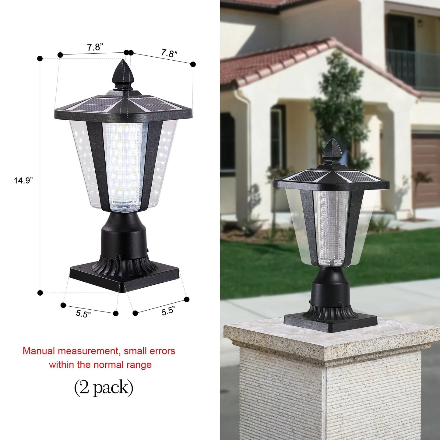 ARLGSITE LED Solar Post Lights Dusk To Dawn Sensor