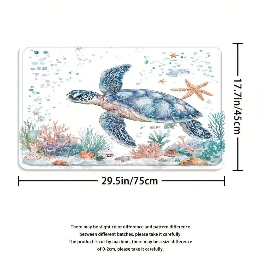 1/3/4PCS turtle-patterned shower curtain set, marine life theme, includes a U-shaped toilet seat cover and 12 hooks, bathroom decoration.