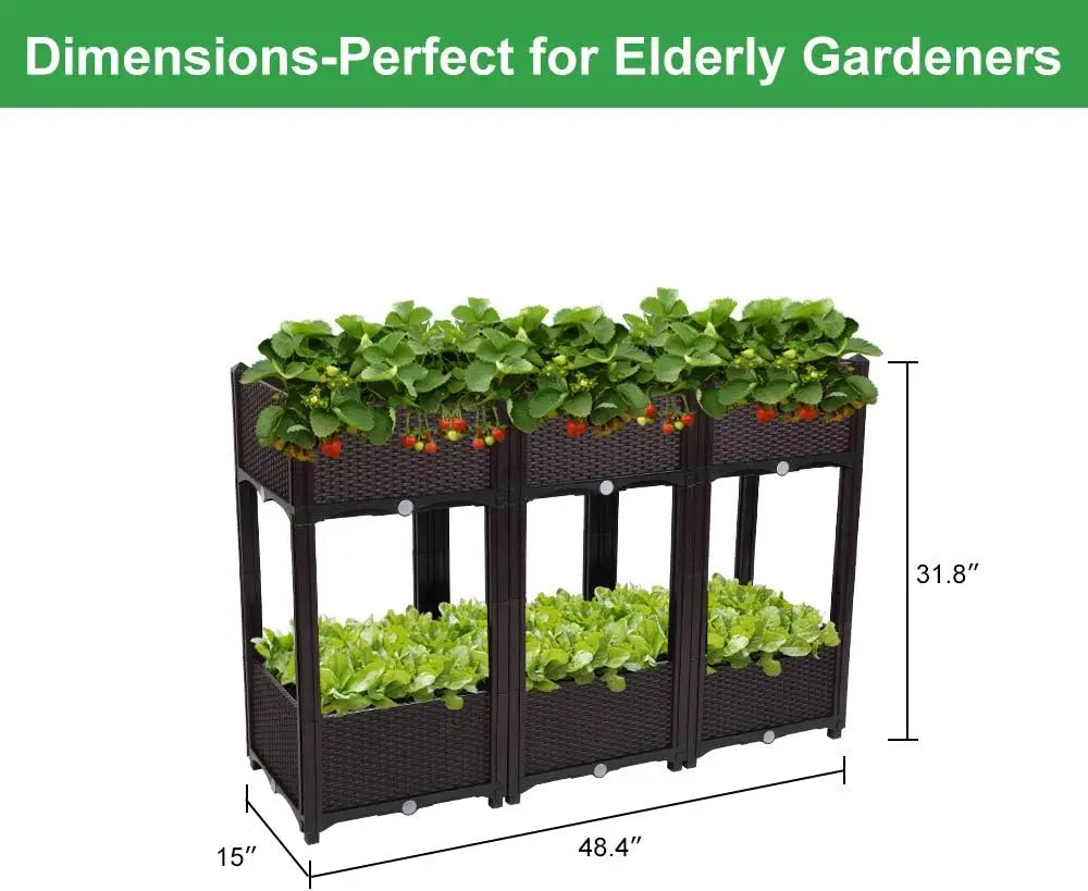 Self-Watering Raised Garden Bed Set for Vegetables and Flowers