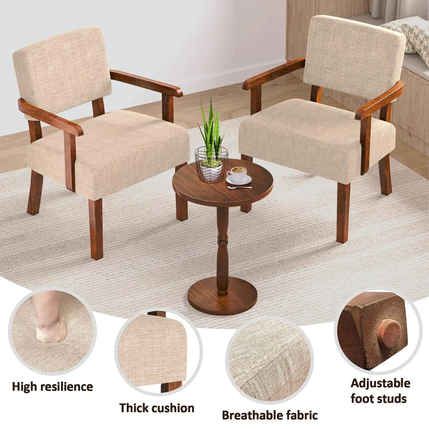 Accent Chair Set Of 2 With Table Living Room Chairs