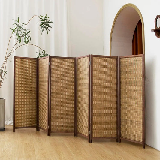 Bamboo Room Divider 6-Panel Folding Privacy Screen