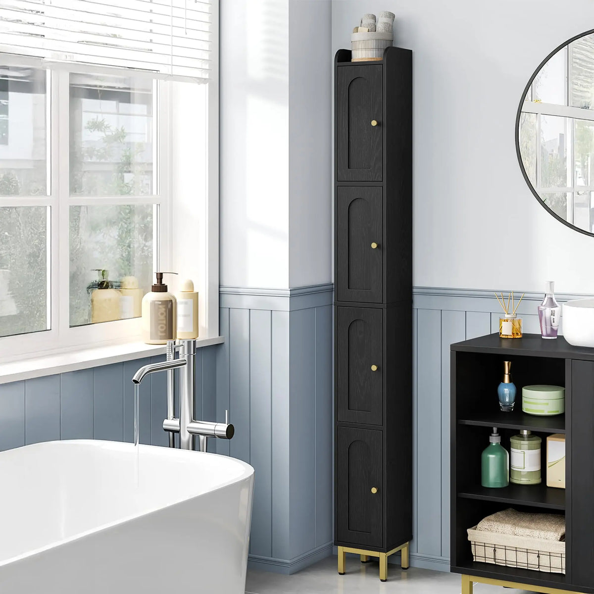 XIUWO Bathroom Storage Cabinet With Adjustable Shelves And Feet