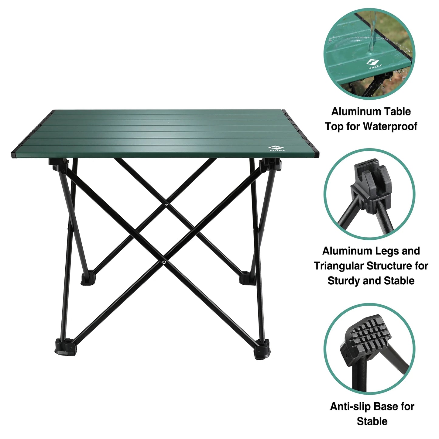 VILLEY Ultralight Aluminum Camping Side Table For Outdoor Use
