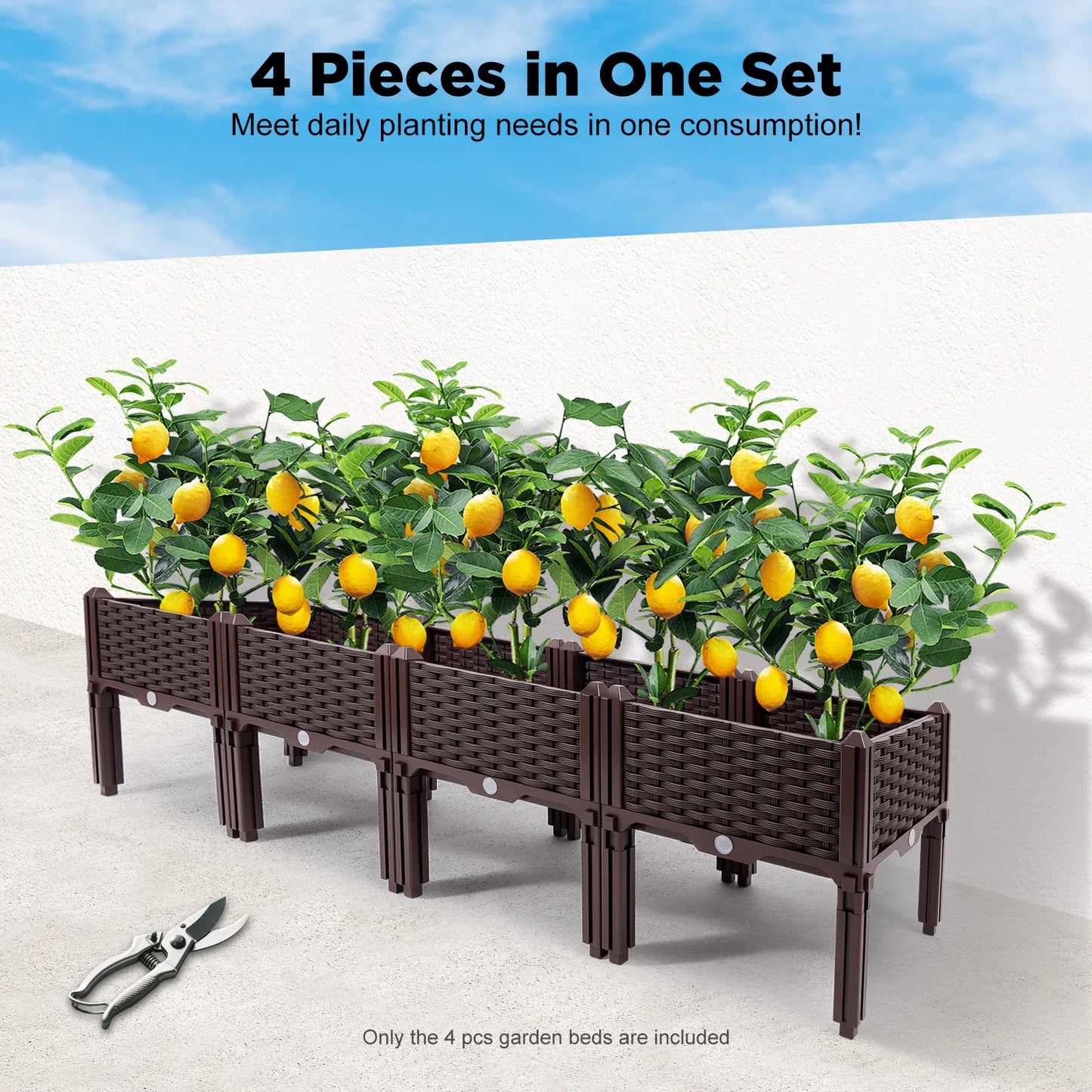 Bymaocar 4-Piece Raised Garden Beds Planter Set 156x38x39cm Brown