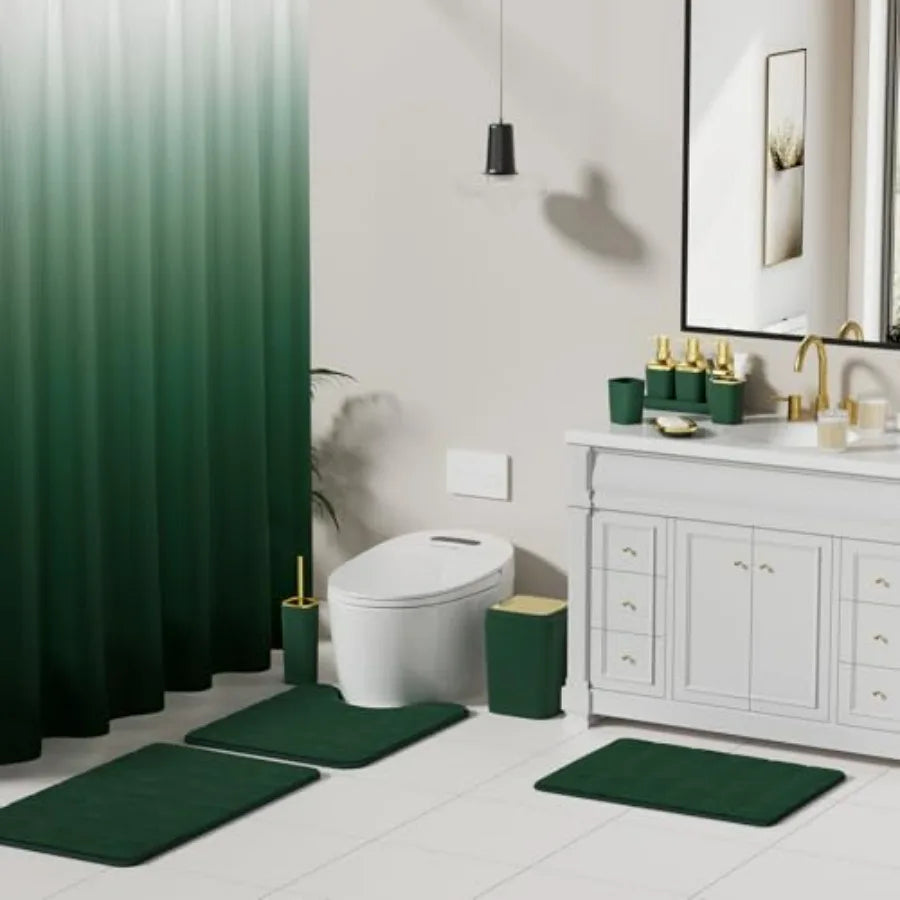 Bathroom 27-Piece Accessory Set With Shower Curtain And Rugs