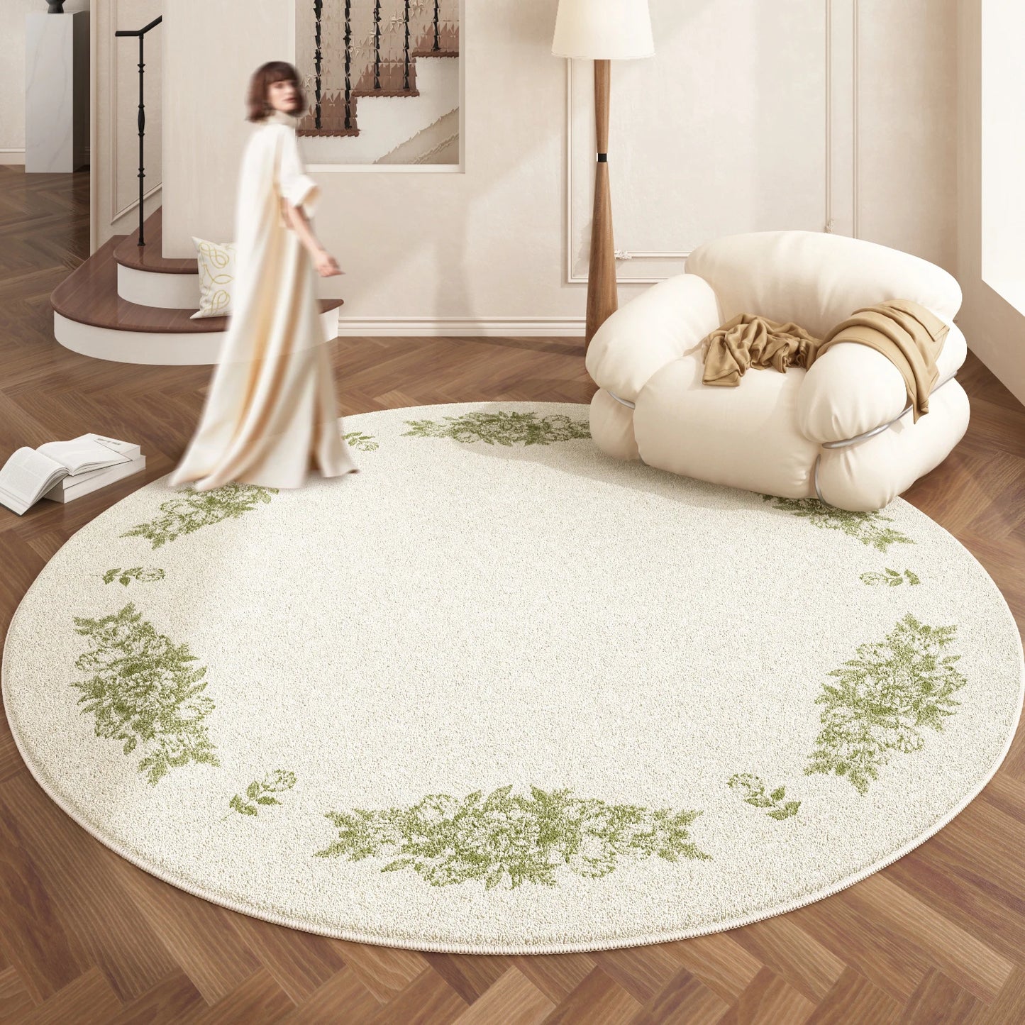 European Style Rugs for Bedroom Home Fluffy Soft Floor Mat Thicken Plush Living Room Decoration Round Carpet Washable Lounge Rug