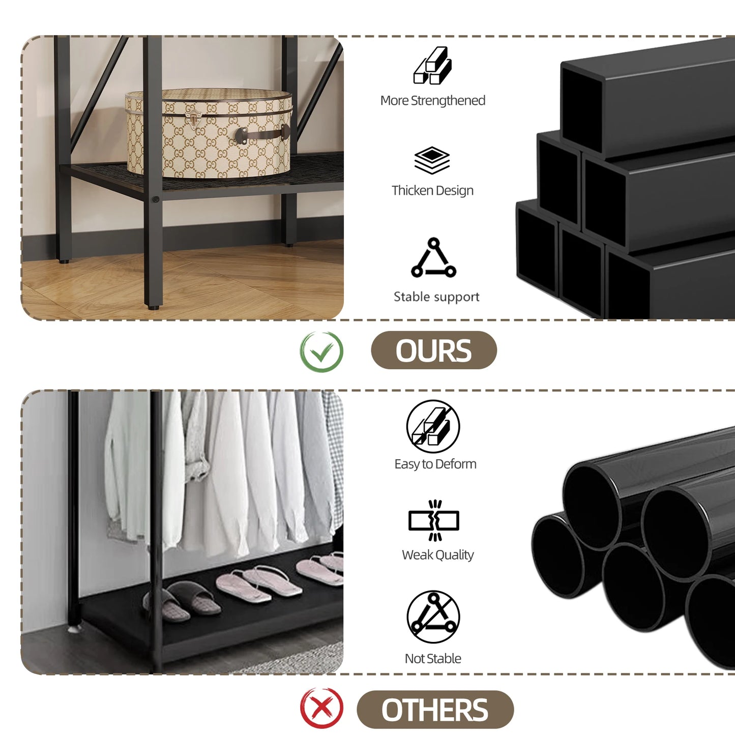 Heavy Duty Clothes Rack Coat Stand with Dust-proof Cover for Home Organization And Storage