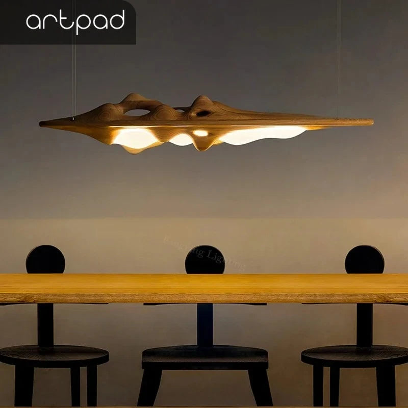 Artpad Solid Wood LED Pendant Light for Dining and Kitchen