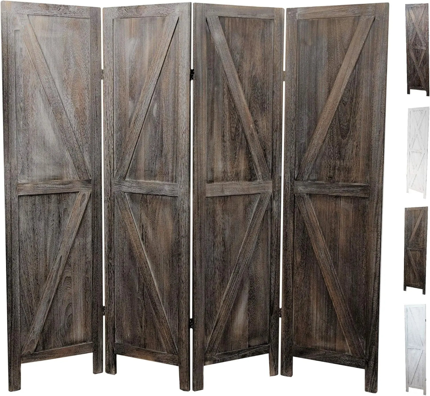 4-Panel Barn Door Room Divider Folding Privacy Screen