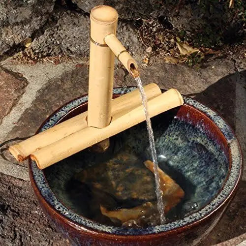 Bamboo Water Fountain Kit With Pump For Indoor And Outdoor