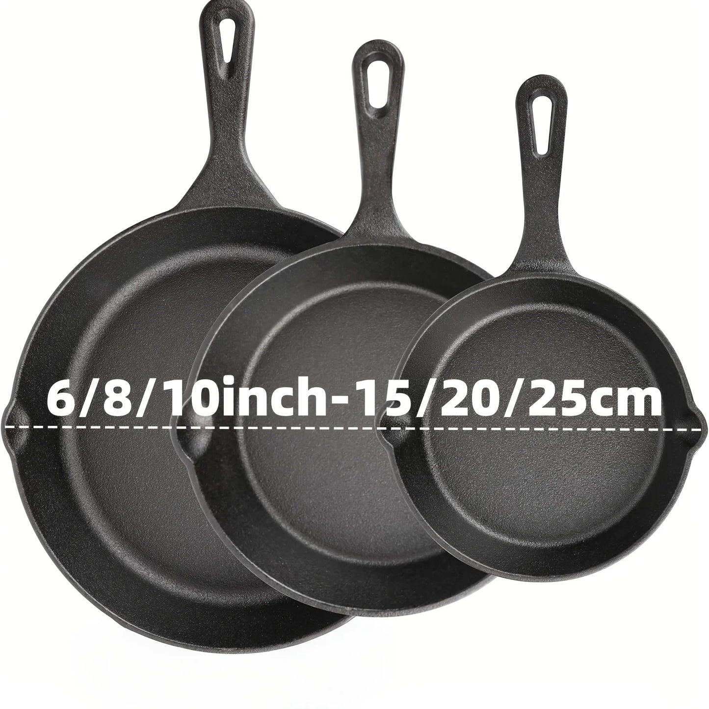 AEDG 3 Piece Cast Iron Skillet Set Nonstick Durable Pans