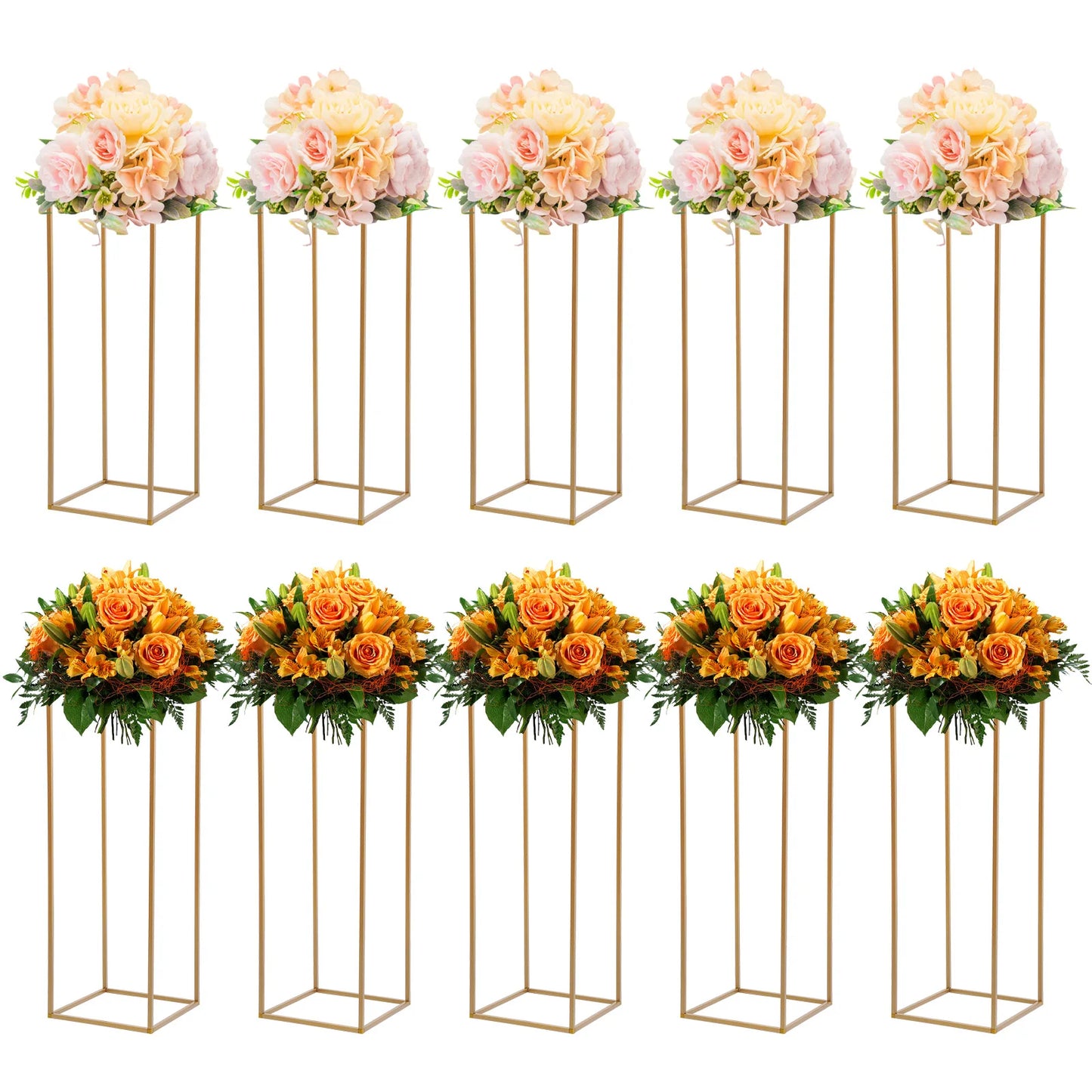 10Pcs Metal Flower Display Stand 80cm Tall Geometric Wedding Column Rack for Wedding Centerpieces Party Events Decor,Load 10kg