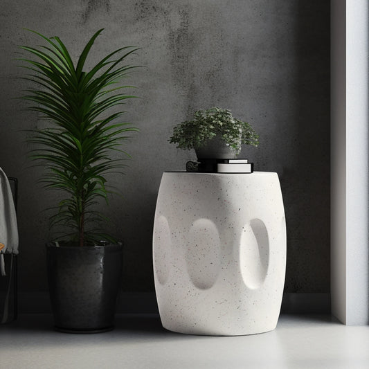 Modern Concrete Terrazzo Side Table Decorative Garden Stool Accent Table