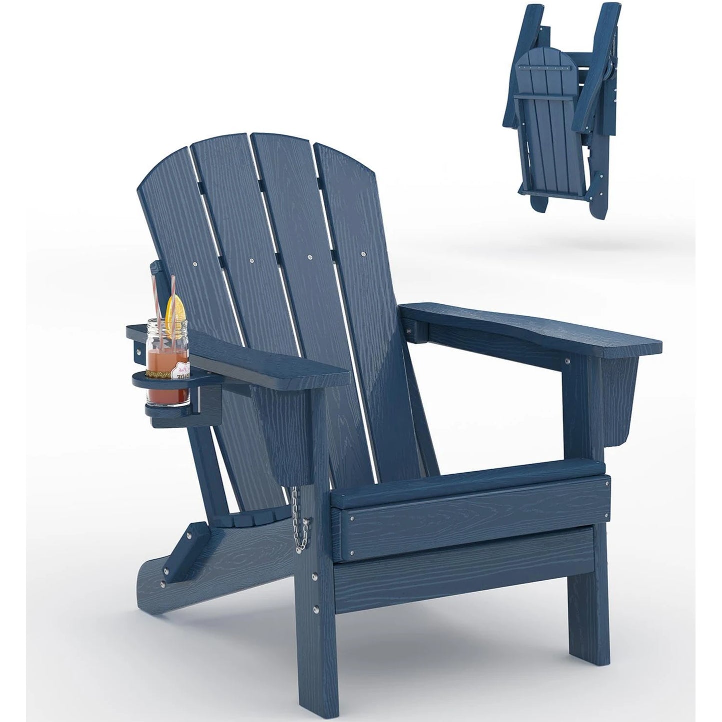 HiMISS Folding Adirondack Chair With Cup Holder