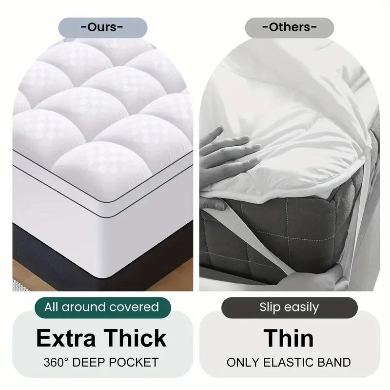 HGETVE Extra Thick Mattress Covers Topper 1000Gsm Cooling Noiseless Breathable Fitted 8-21 Deep Pocket Machine Washable