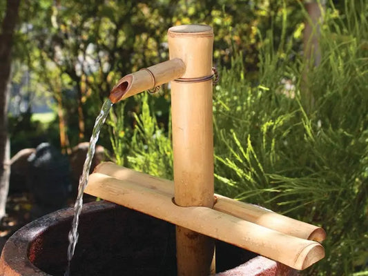 Bamboo Water Fountain Kit With Pump For Indoor And Outdoor