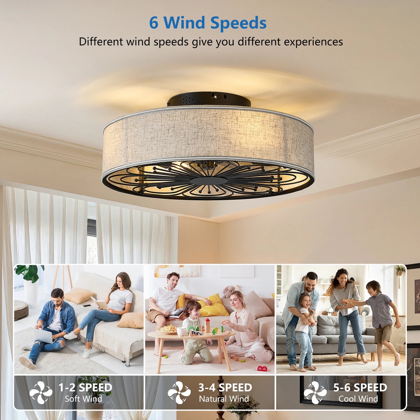 ARLGSITE Caged Ceiling Fan With Light Remote Control