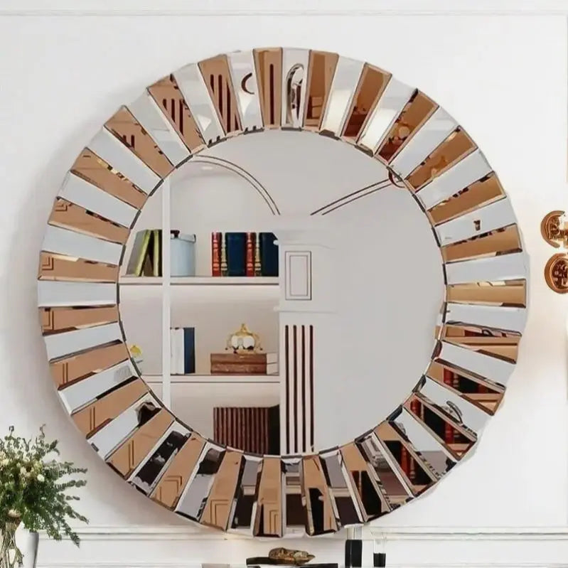 Round Starburst Decorative Wall Mirror For Living Room