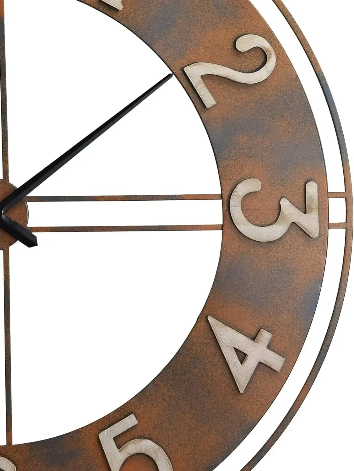 Rusty Metal Wall Clock With Arabic Numerals Decorative