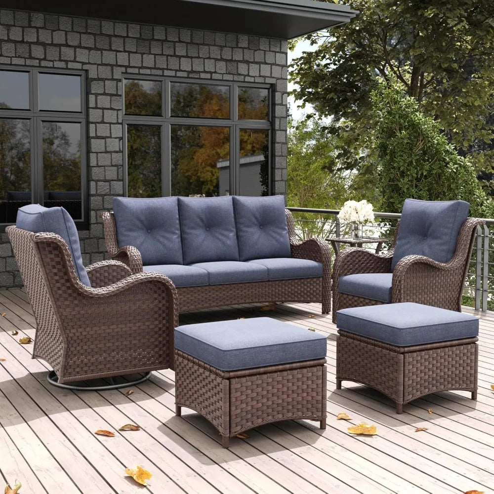 Outdoor Rattan Wicker Patio Furniture Set, 6-Piece