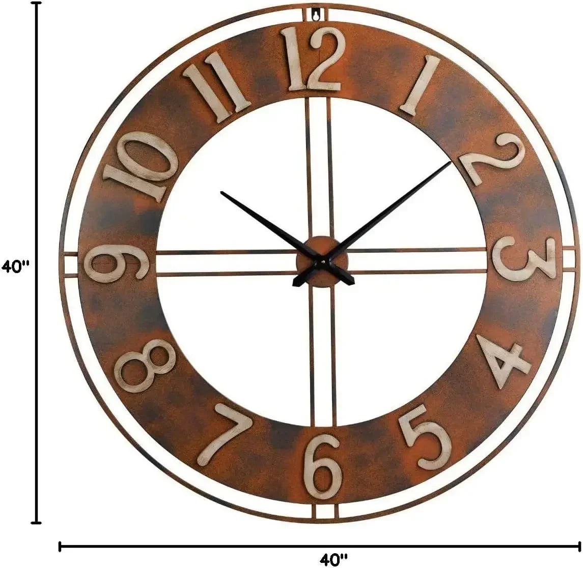 Rusty Metal Wall Clock With Arabic Numerals Decorative