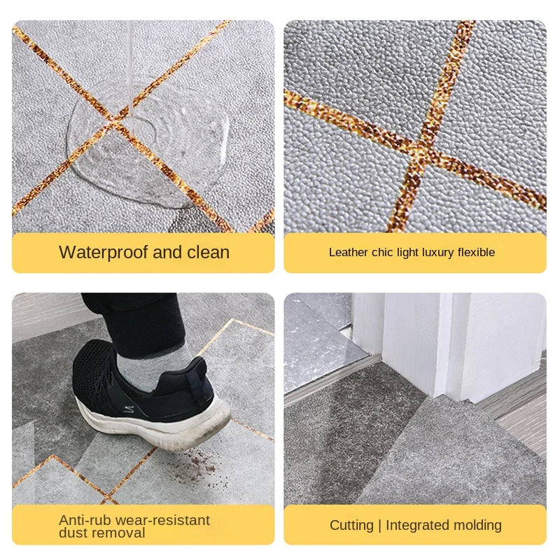 Modern Style Pvc Carpets Indoor Large Area Scrubable Carpet Bedroom Cloakroom Study Rugs Balcony Kitchen Waterproof Non-slip Rug