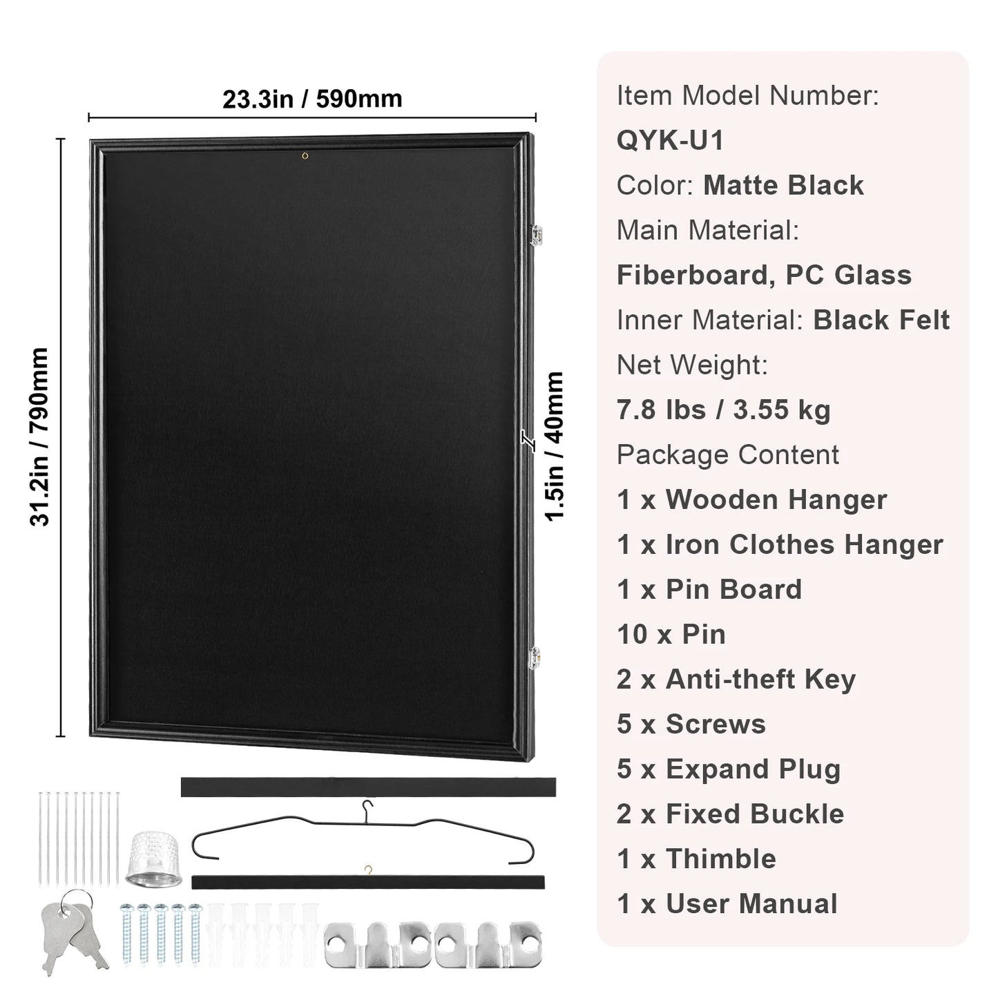 SucceBuy Lockable Sports Jersey Display Shadow Box With Uv Glass