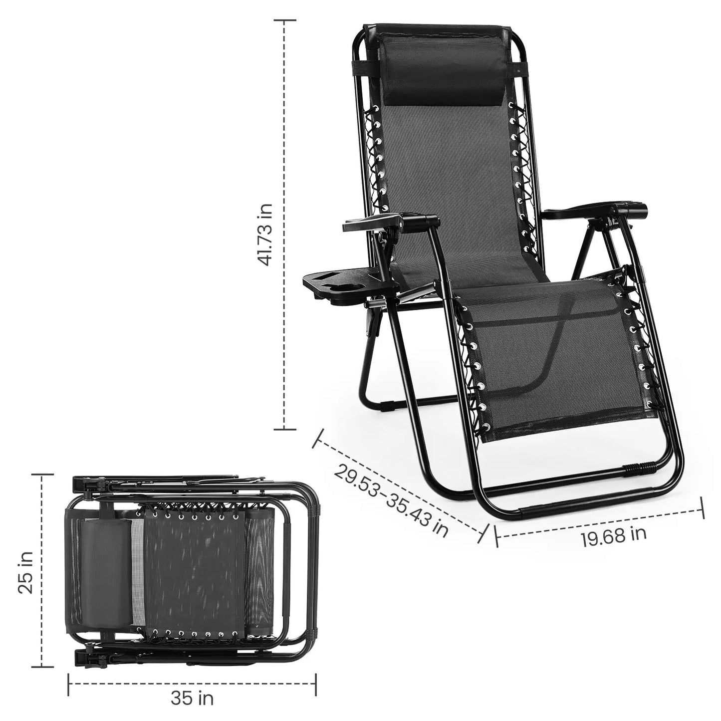 JHK Zero Gravity Portable Recliner For Outdoor Patio And Garden