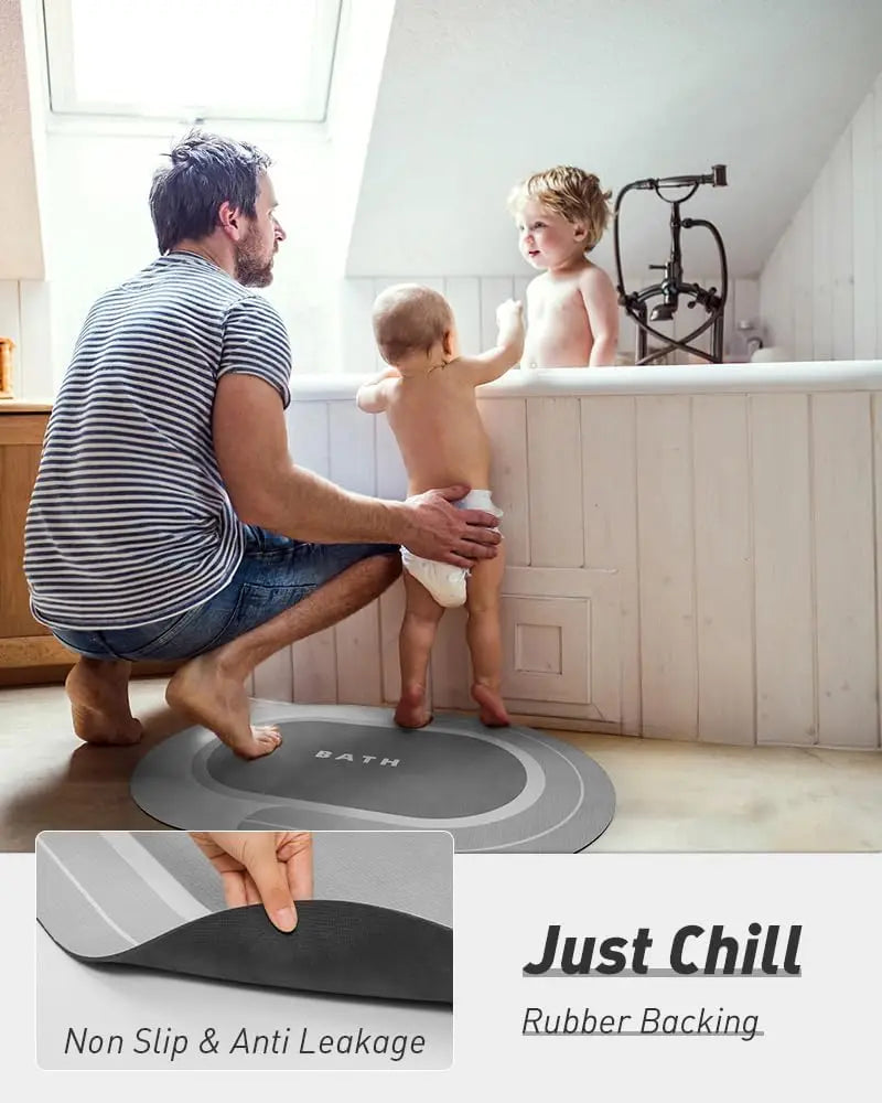 MontVoo Bath Mat - Non Slip, Quick Dry, Stain Resistant Bath Mat Rug for Bathroom Floor - Easy Care Shower Rug for Outside Bathtub - 17"x27" Grey