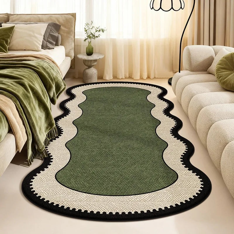 Bedroom Bedside Carpet Stain-resistant Wear-resistant Dirt-resistant Floor Mat Green Striped Rug Retro Home Decor Rugs Alfombra