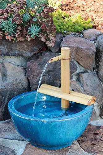 Bamboo Water Fountain Kit With Pump For Indoor And Outdoor
