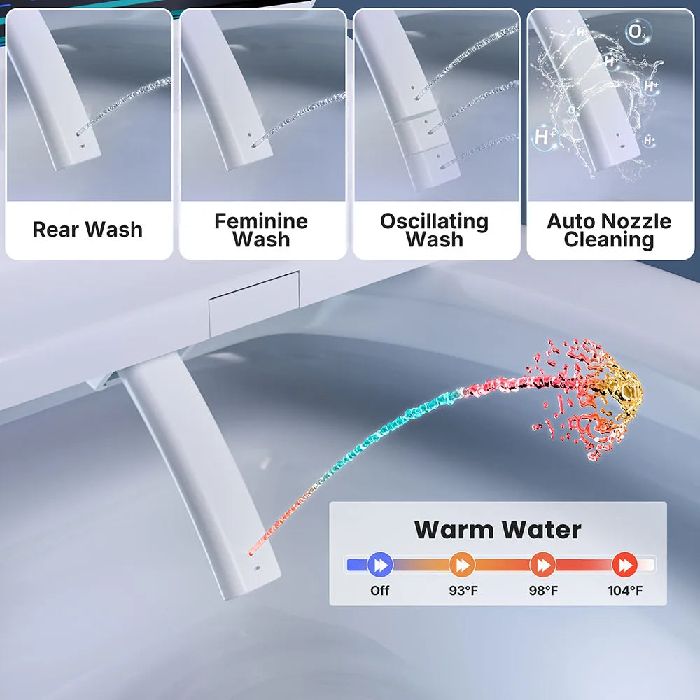 Smart Toilet Seat Bidet For Bathroom Fixtures Heated Seat Slow Close Bidet Warm Water Dryer Rear Front Wash with Remote Control
