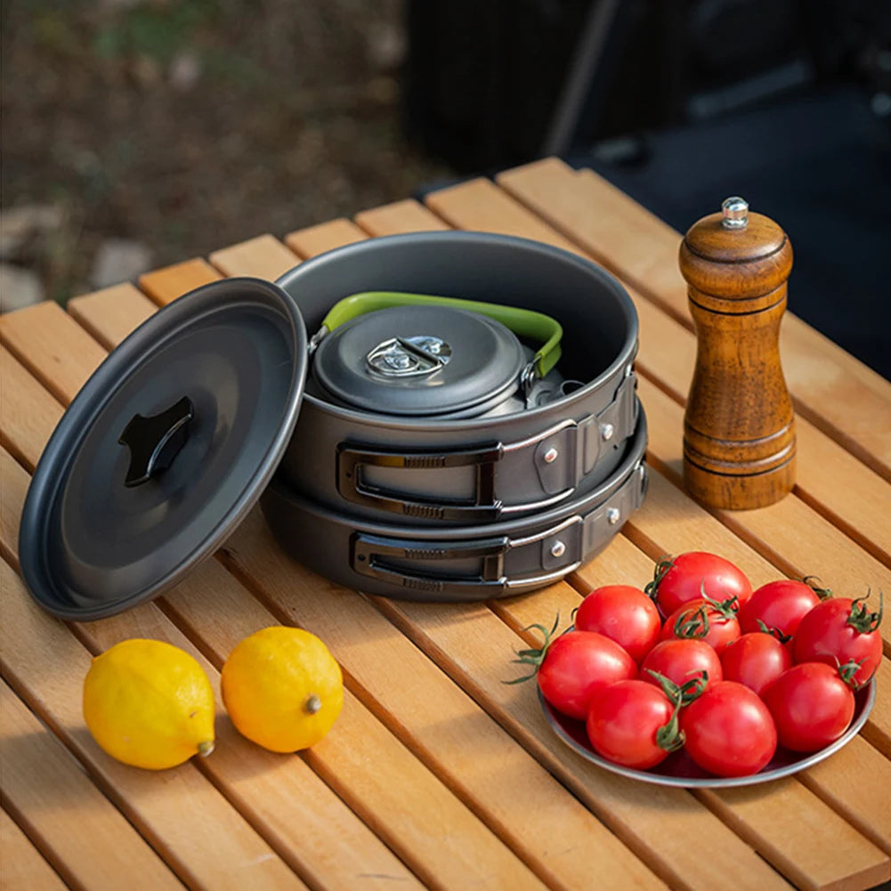 MOJOYCE 3-Piece Outdoor Camping Pot Set With Mesh Bag