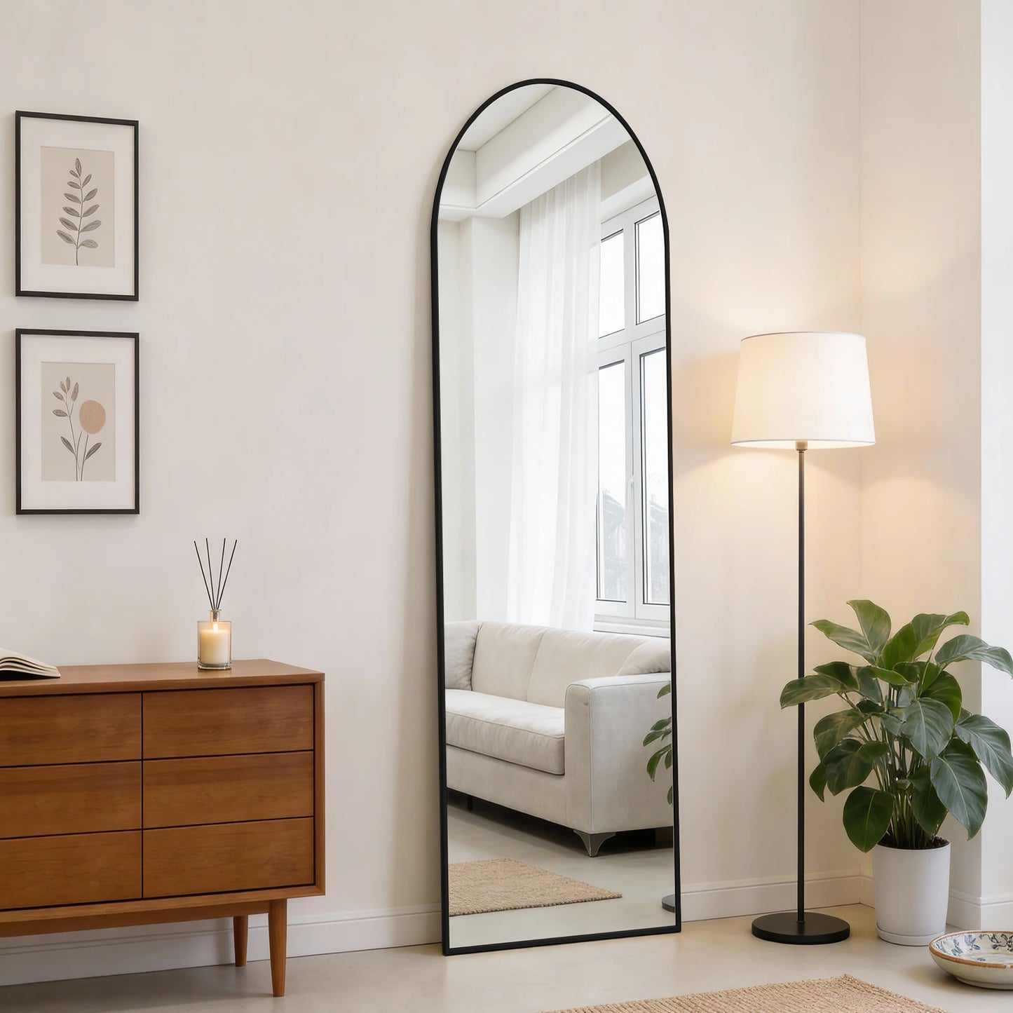 JHK Full Length Standing Wall Mirror Aluminum Frame Living Room