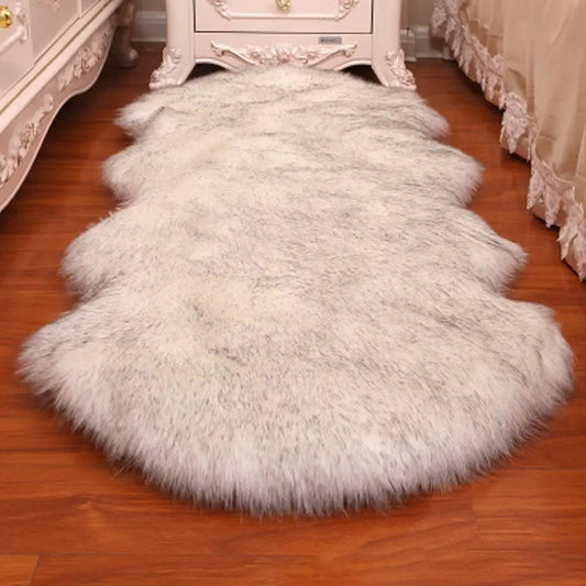 Washable Fluffy Shaggy Faux Fur Sheepskin Rug For Bedroom Mats