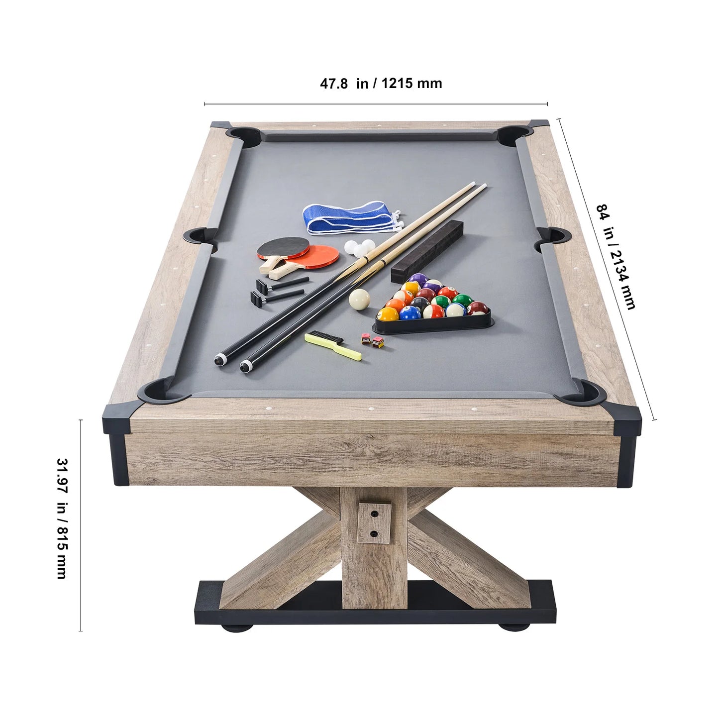 VEVOR 3-In-1 Billiards Table Combo With Pool And Tennis