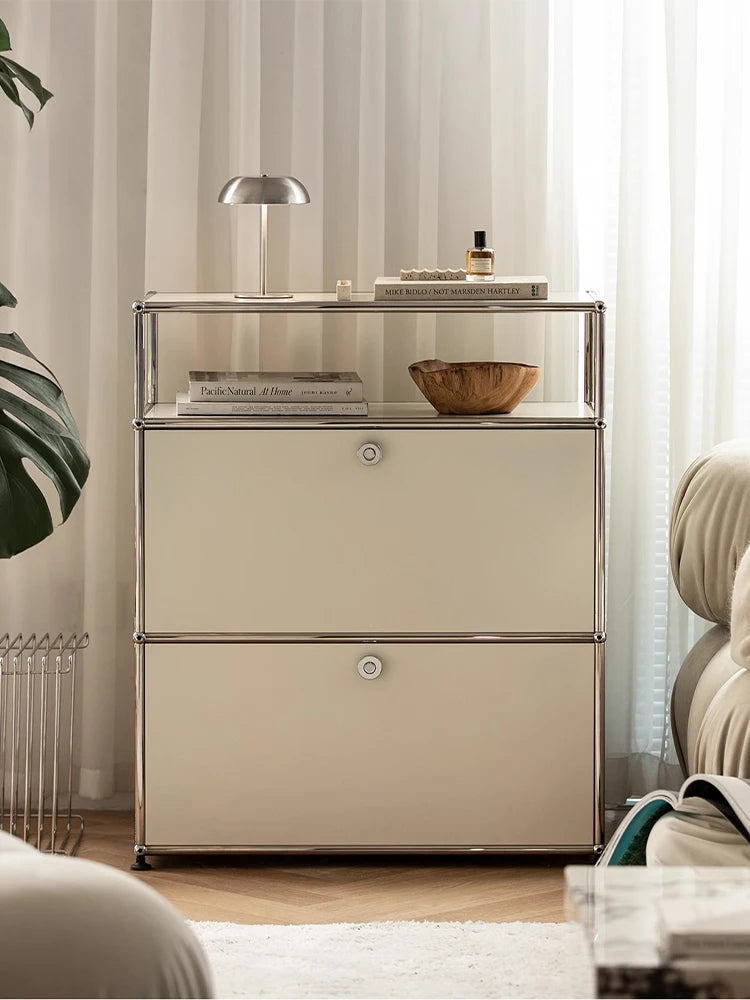 Bigcityfur TV Stand Storage Cabinet Corner Metal Living Room Furniture