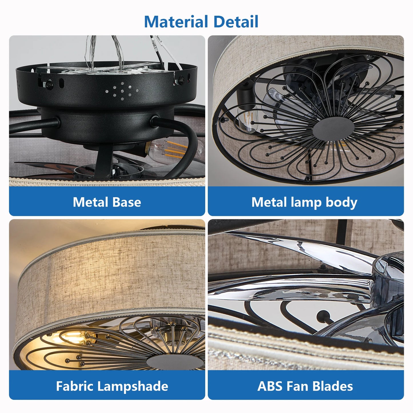 ARLGSITE Caged Ceiling Fan With Light Remote Control
