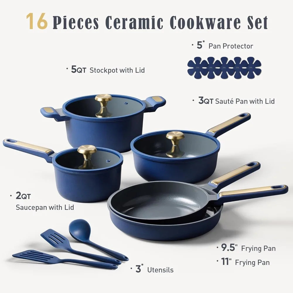Ceramic Nonstick Cookware Set PFAS and PTFE Free Safe for All Stovetops
