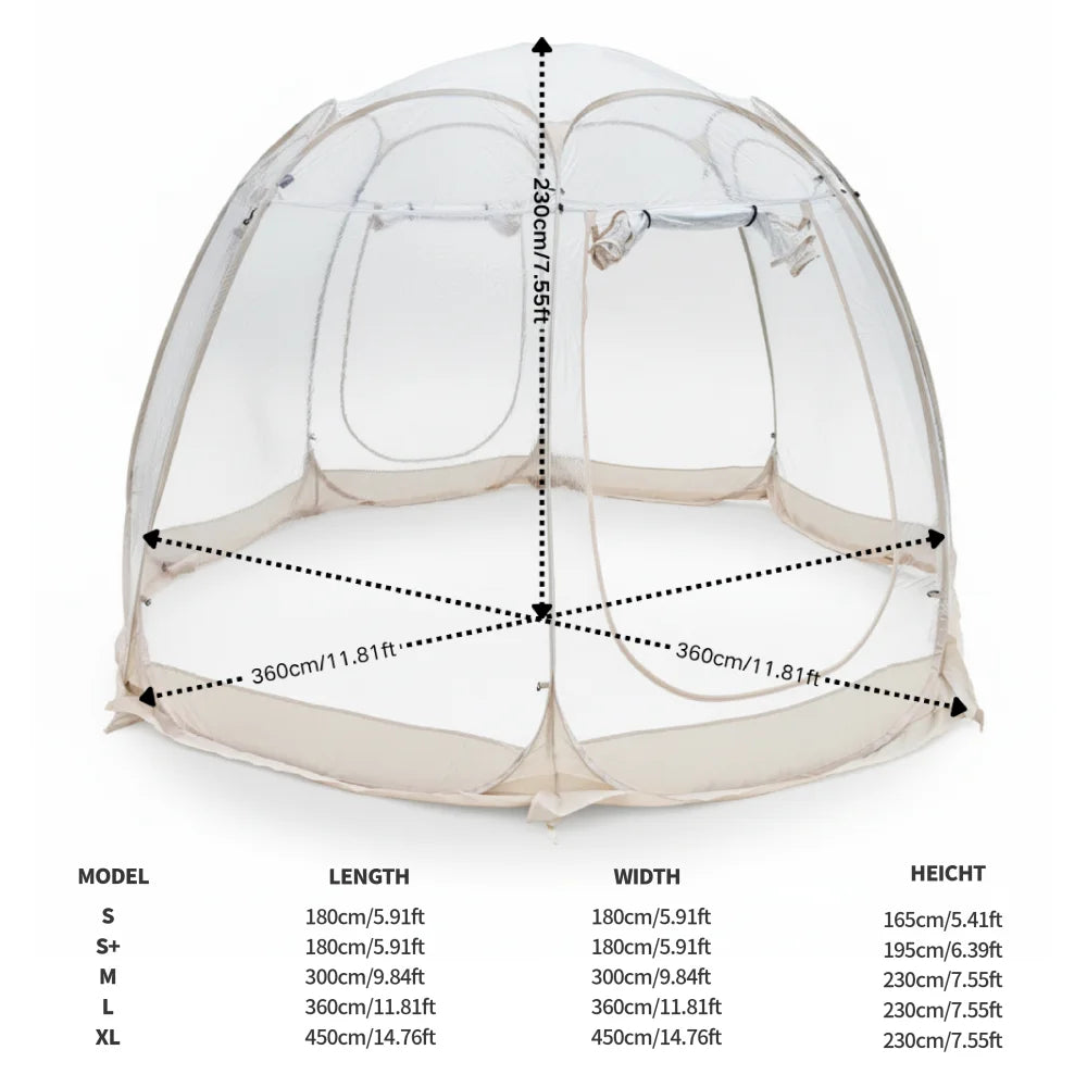 Large Instant Pop-Up Bubble Tent, Weatherproof Outdoor Igloo Screen House, Oversize Camping Pod, Patio Cold Protection