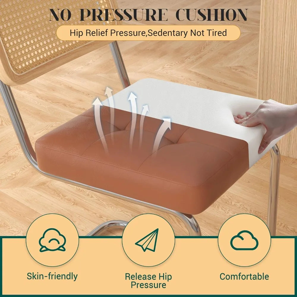 Mid Century Modern Dining Chairs Set Of 4 Faux Leather And Metal