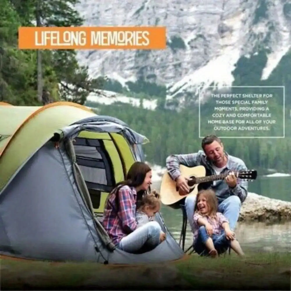 Pop Up Camping Tent 4 Person 2 Doors UPF50 Waterproof