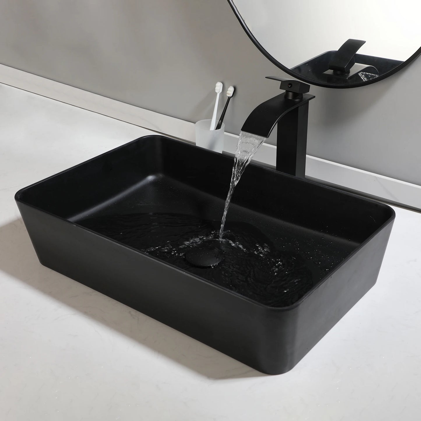 YANKSMART Vessel Sink Modern Above Counter Basin With Faucet