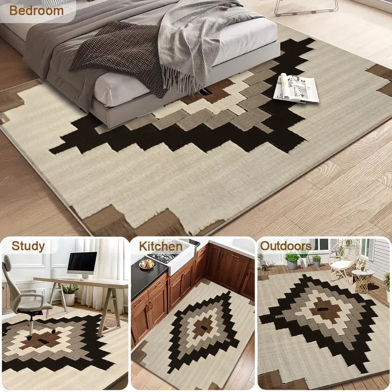 VIKAMA Moroccan Geometry Area Rug Wabi Sabi Living Room