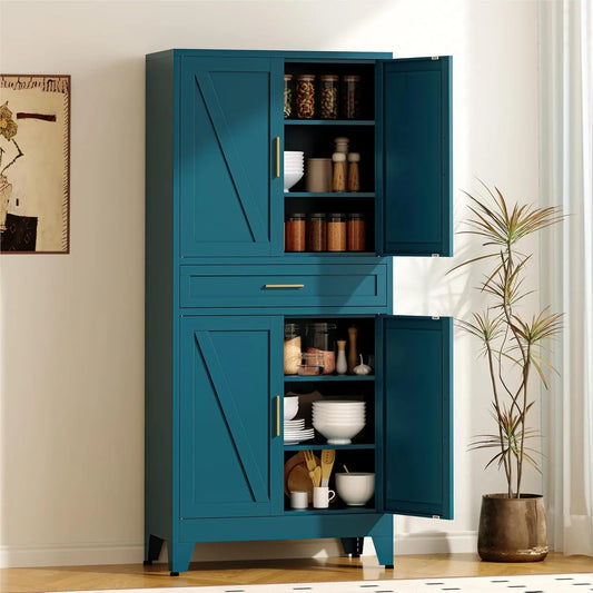 Pantry Cabinet With Drawer And Adjustable Shelves For Kitchen Storage