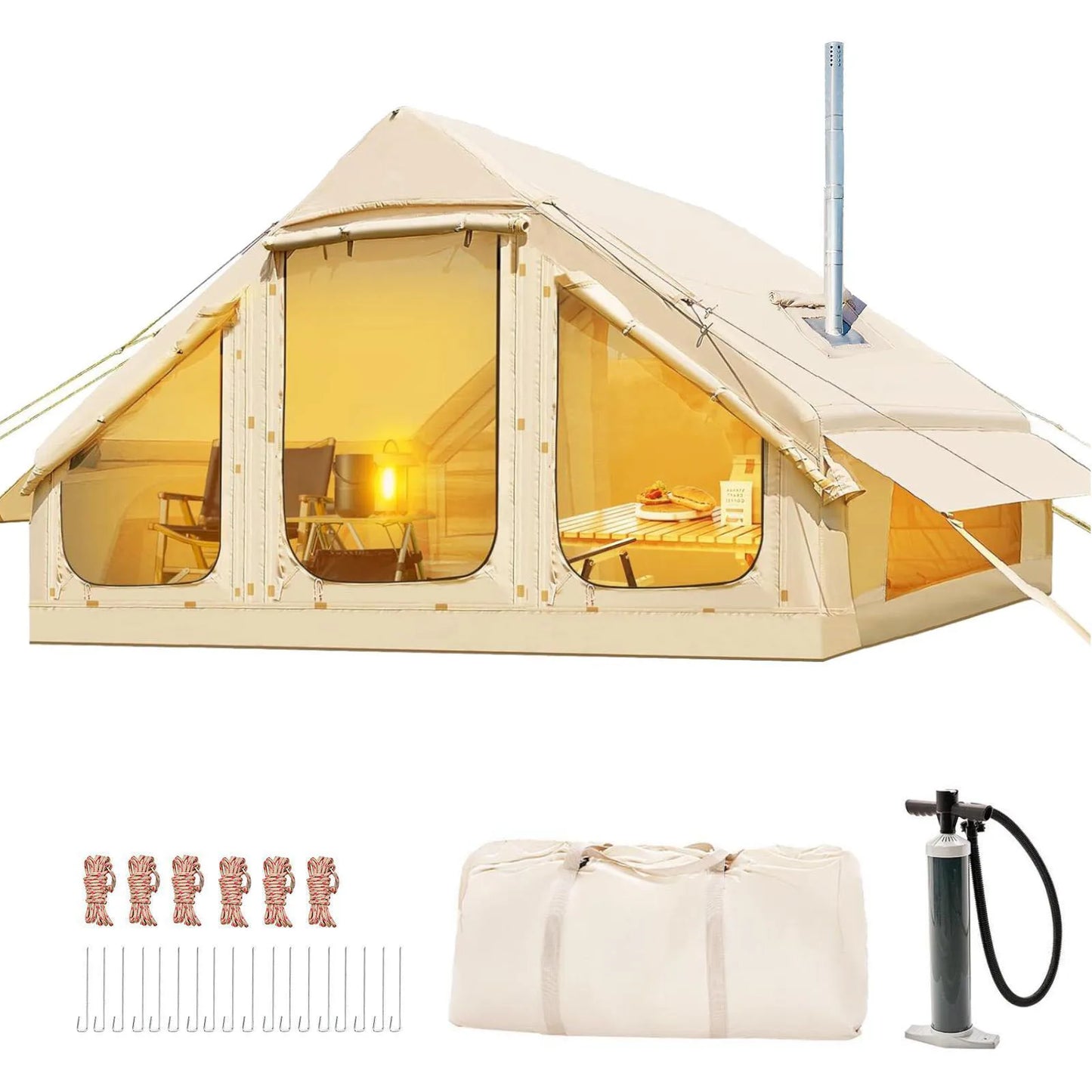 Inflatable Family Camping Tent for Four People, Quick Setup