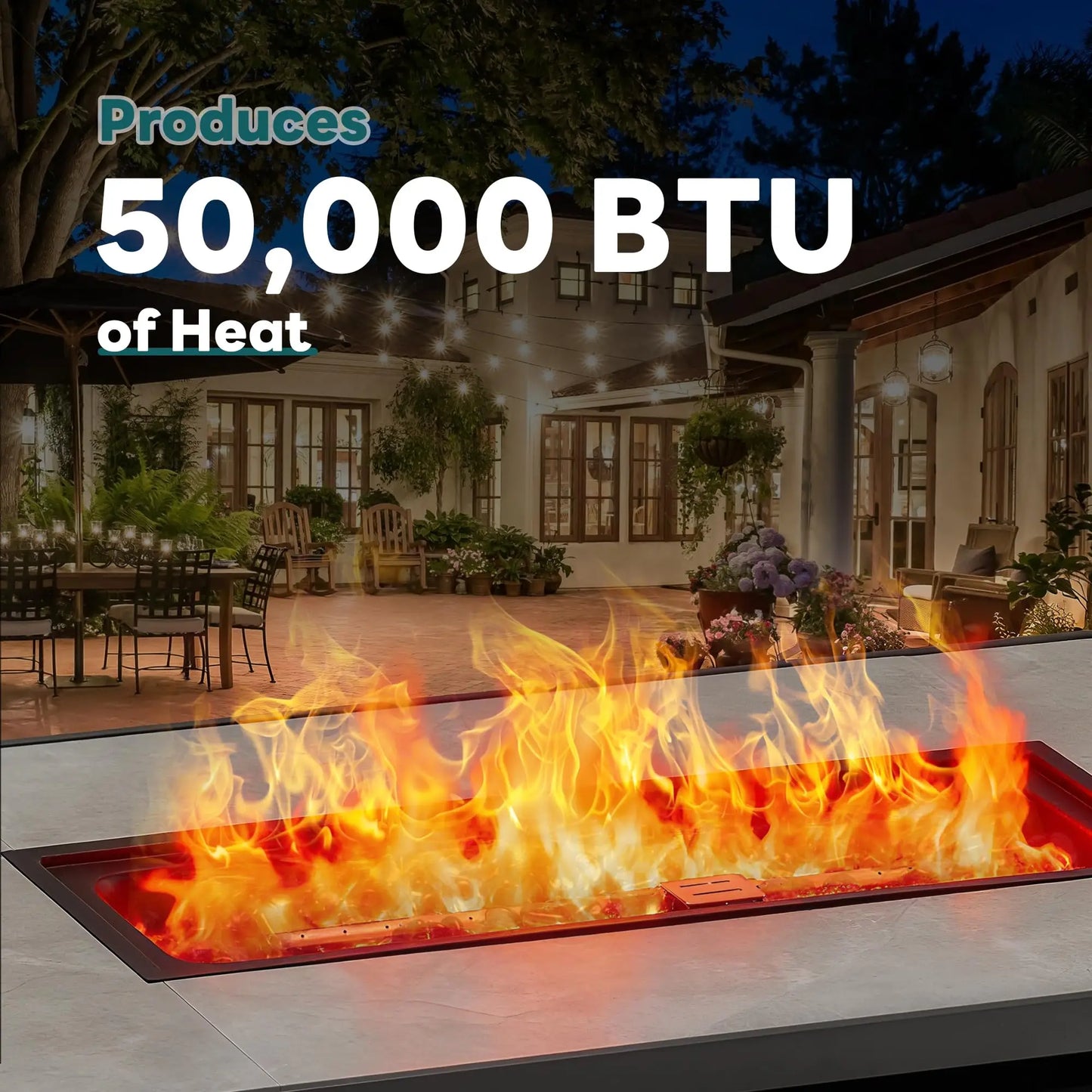 JHK Outdoor Propane Fire Pit Table 50,000 BTU For Patio Backyard